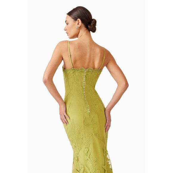ELLIATT Florian Lace Gown in Green Wedding Guest Gala Event Dress size S NWT - Picture 4 of 6